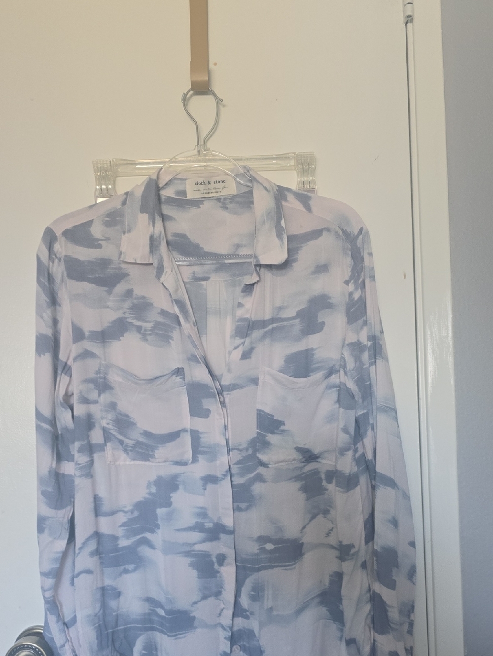 cloth & stone Pale Blue and White Watercolor Button-Down Top